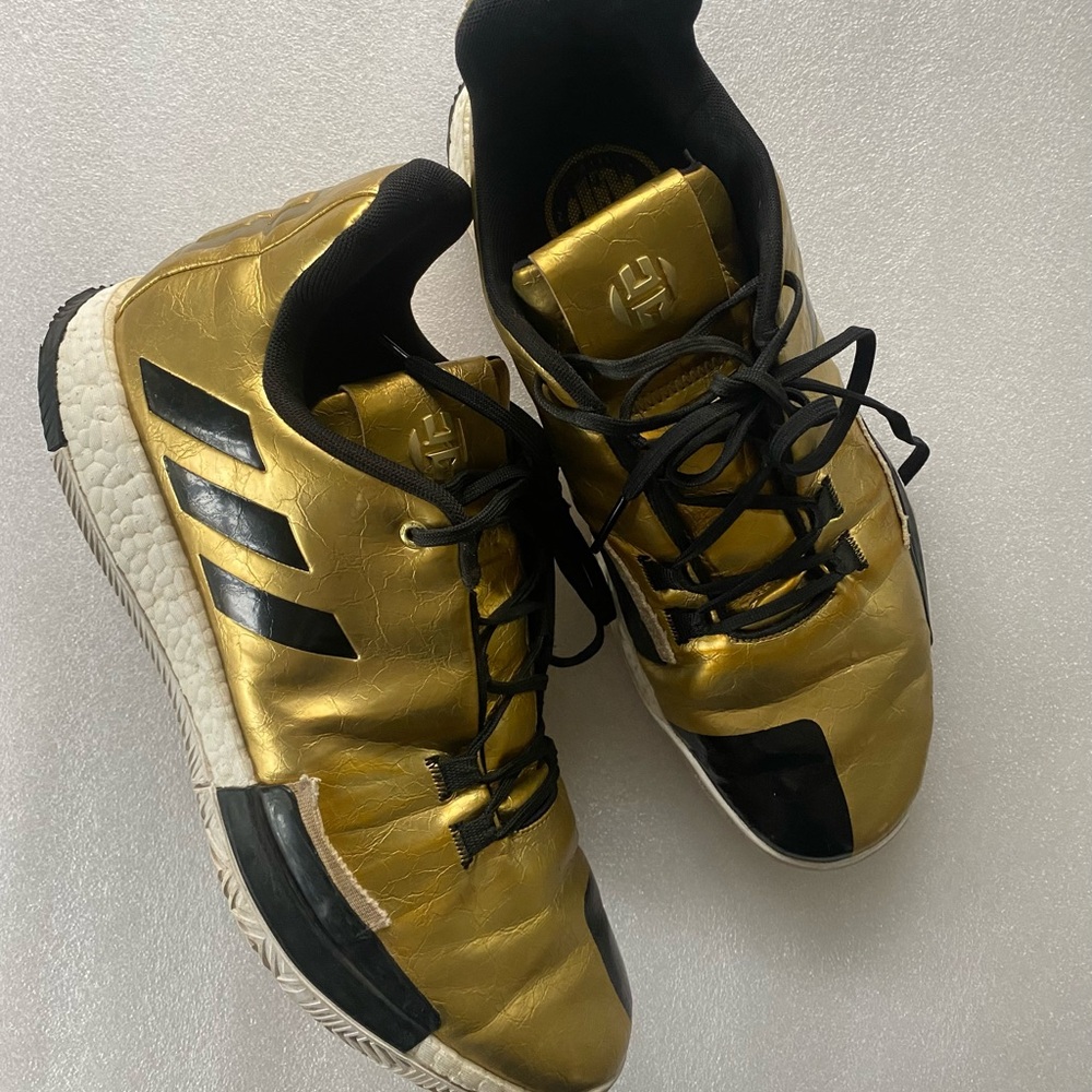 Adidas Men's James Hardin Gold and Black Sneakers